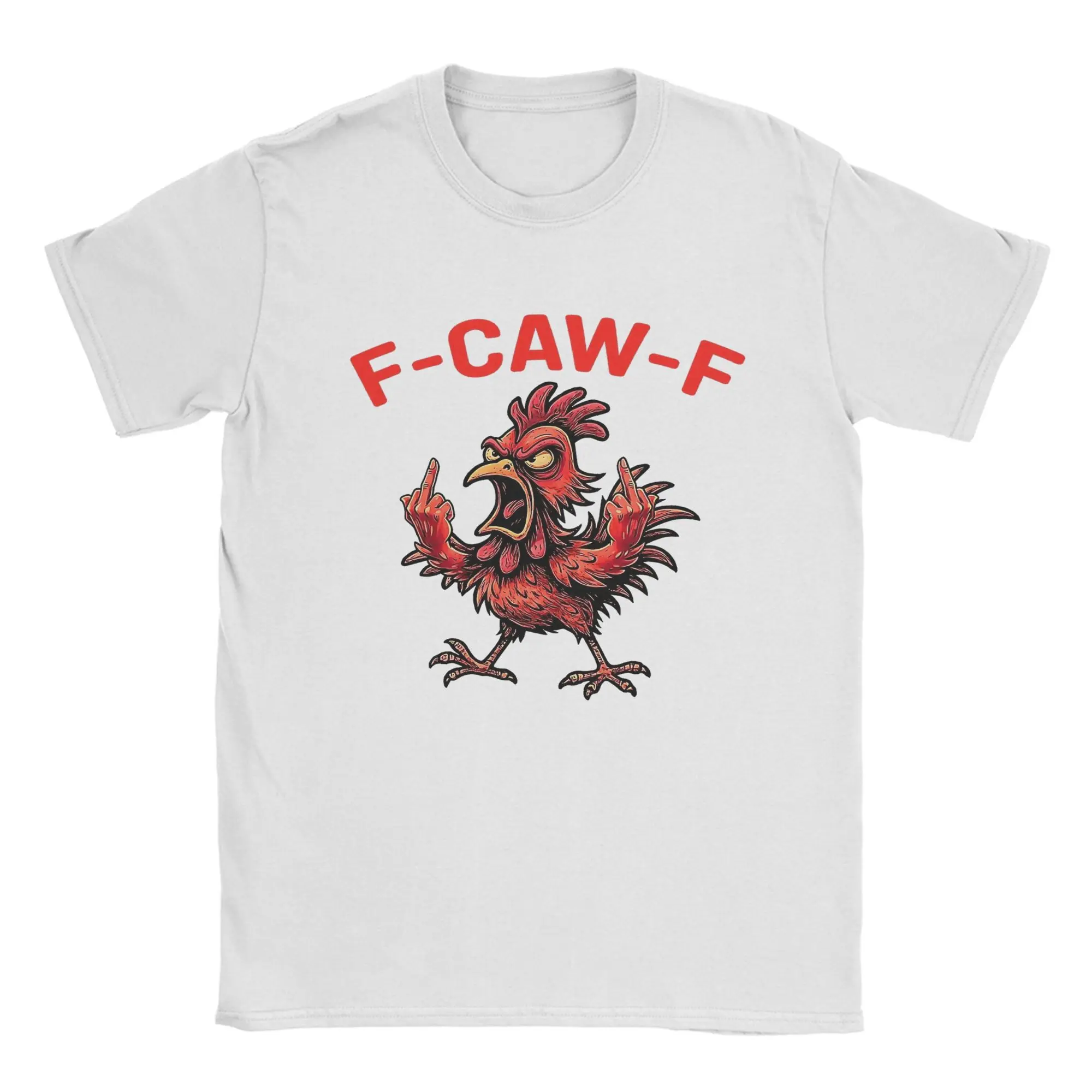 Vintage F-Caw-F-Chicken Shocked Rooster MeMe T-Shirts Men Round Neck Cotton T Shirt  Short Sleeve Tees Party Clothing