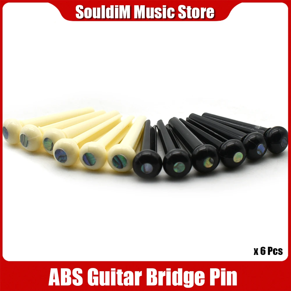 

6 шт. штифты для гитарного моста из АБС-пластика с точкой и АБС-пластиком для акустических гитар, белые, черные аксессуары