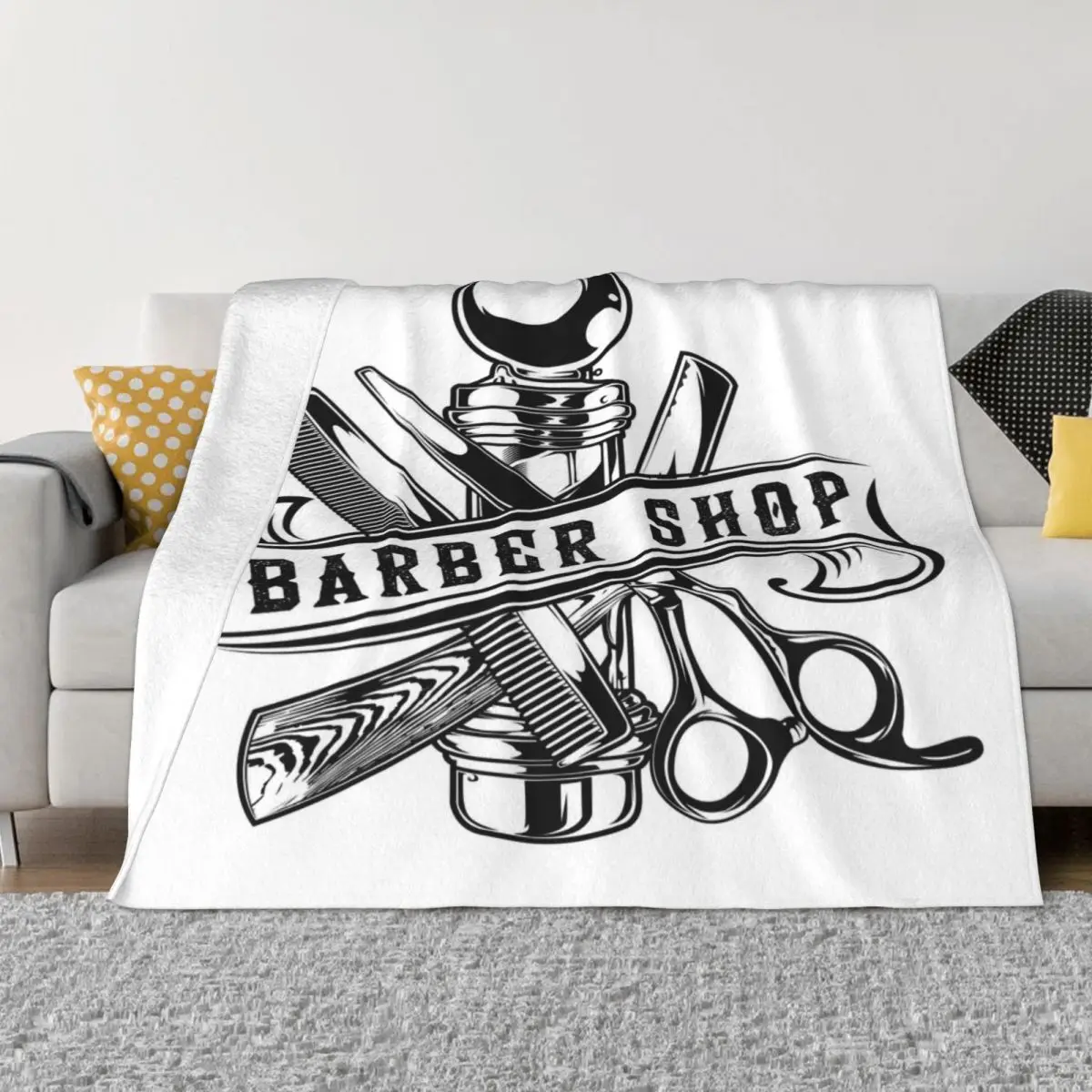 Barber Shop 210 Home Throw Blanket Thin Wadding Blanket Throw Blanket