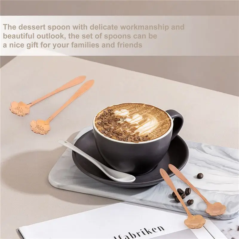 M12K-16 Pcs Set Stainless Steel Flower Coffee Spoon Dessert Sugar Ice Cream Stirring Tea Milkshake Spoon Set For Tableware Kitch