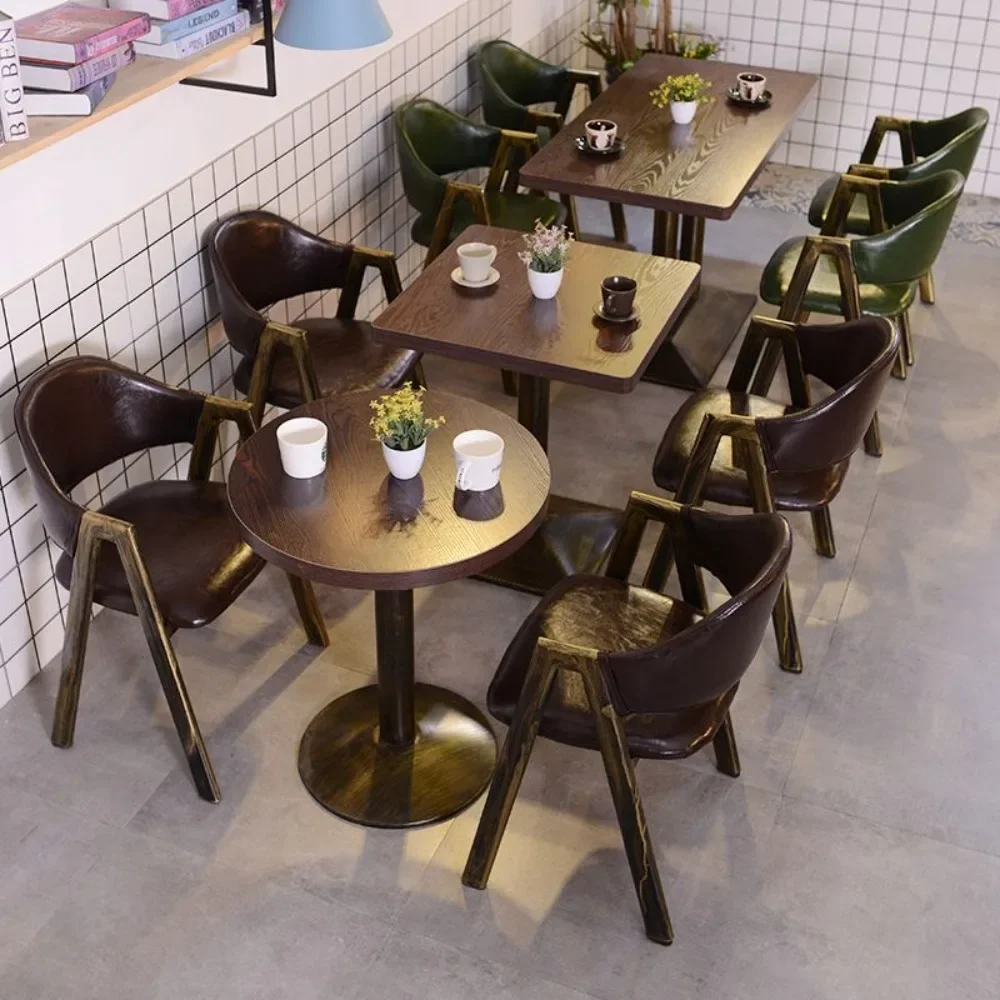 Retro industrial style bar Western restaurant table and chair combination Nostalgic cafe Milk tea shop Snack bar Restaurant tabl