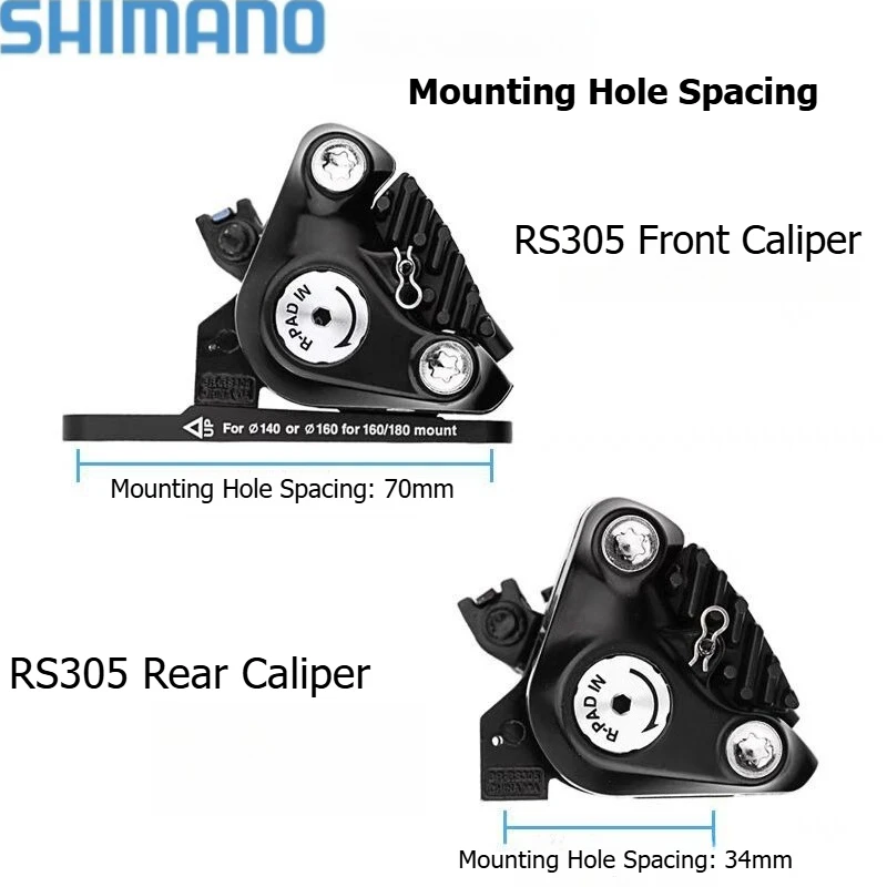 SHIMANO BR-RS305 Front & Rear Cable Disc Brake Calipers Flat Mount Cable-Actuated Mechanical Disc Brake Calipers for Road Bikes