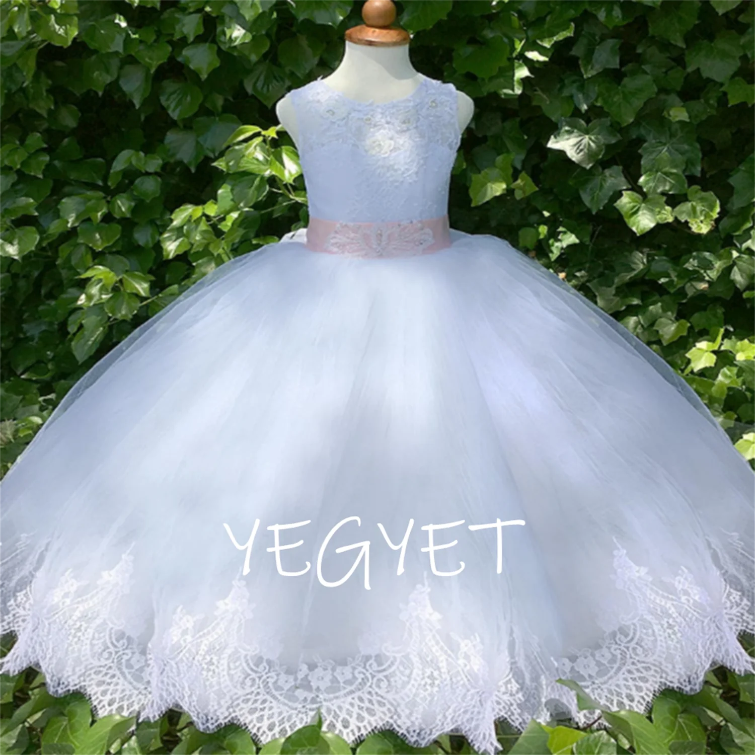 

Flower Girls Dresses Party Communion Lace Beaded Puffy Ball Gown Prom Pageant For Girl Fantastic Children's Gift Baptism