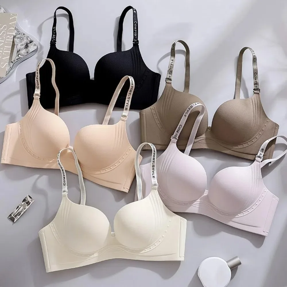 Soft Letter ไร้สาย Deep V Bra กันกระแทก Anti-sagging Brassiere สําหรับผู้หญิง Traceless ปรับ Bras โยคะ