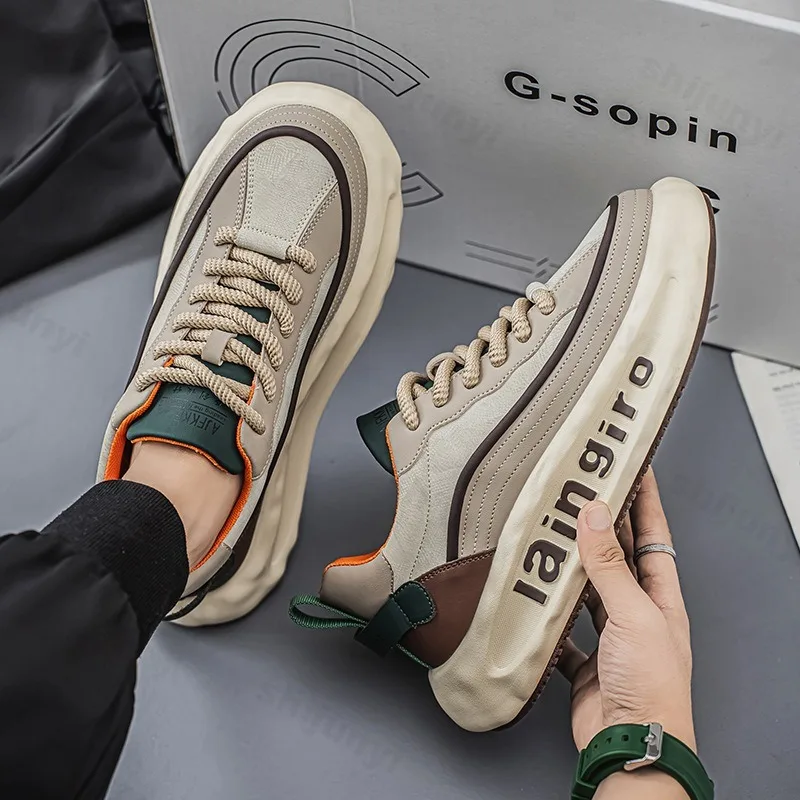 

Новинка весны 2024, мужская модная трендовая универсальная повседневная спортивная обувь с низким вырезом, удобные кроссовки на толстой подошве с цветными блоками