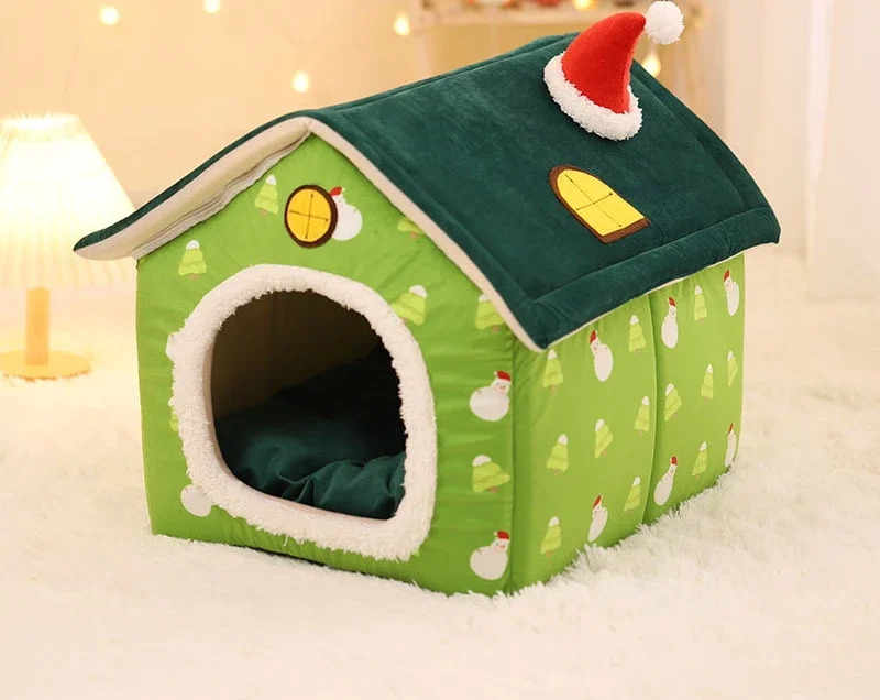 Large Space Gift Box Christmas Cat Litter One Litter Dual-purpose Square Pet Litter Fully Enclosed Winter Puppy Litter Cat House