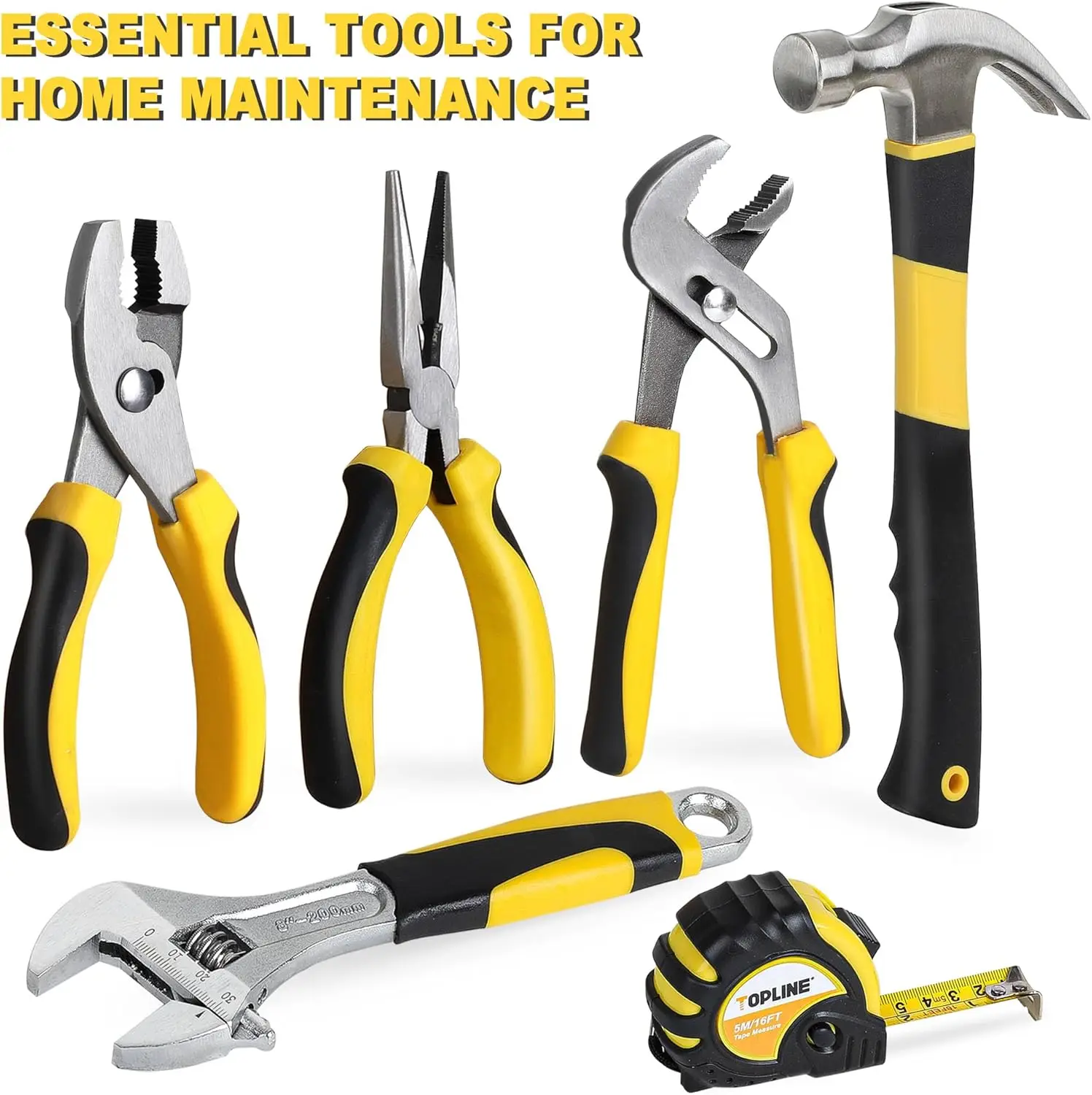 TOPLINE 390-Piece Hand Tool Kits for Home, 14-Inch Wide Mouth Tool Bag with Tools Included, Home Tool Set for Men, General Hom