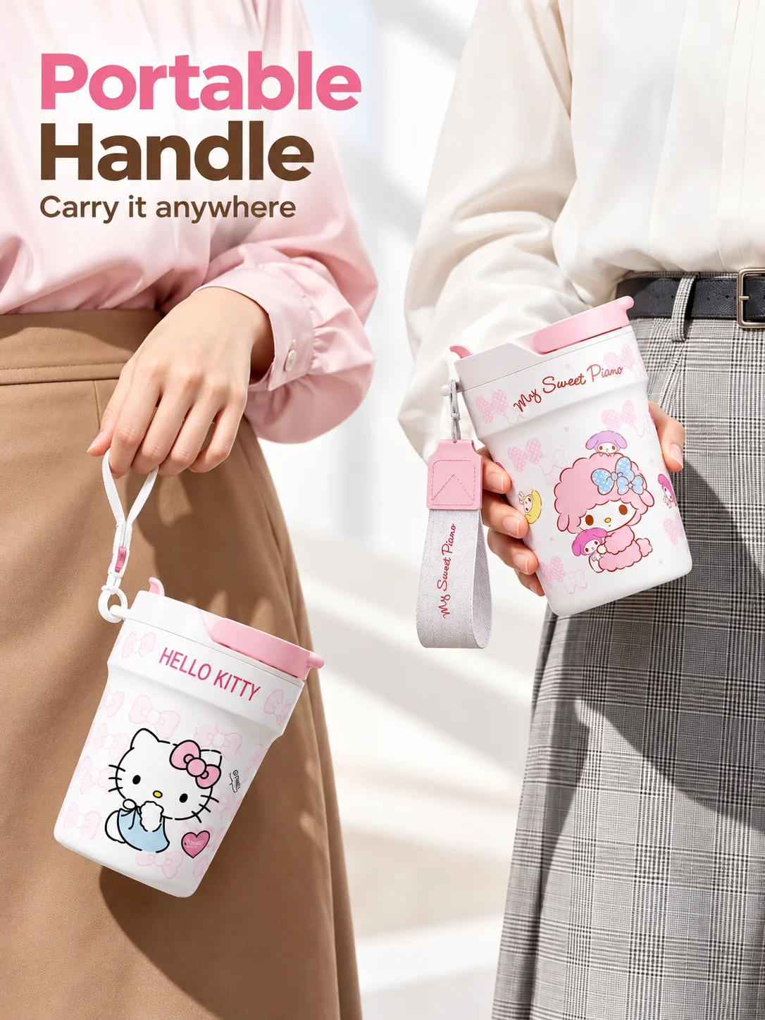Sanrio 290ML Coffee Thermos Cup Commute Water Bottle Travel Insulated Mug Hot Latte Insulated Tumbler Drink Iced Coffee Cup Gift