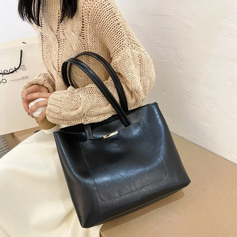 Underarm Autumn Large Capacity Bag New Korean Multi Versatile Tote Bag About Handheld Women's PU Leather One Shoulder Bag