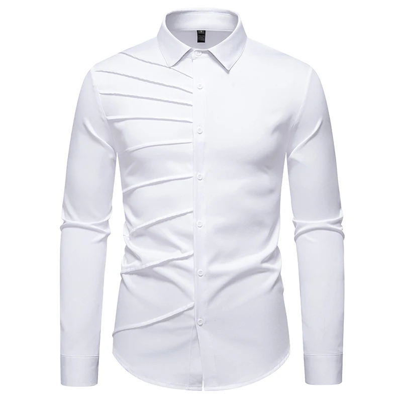 

Summer Shirts for Men 2025 CasualLong Sleeved Shirts Business Slim Fit Male Black White Social Shirts Camisa Masculina Tops