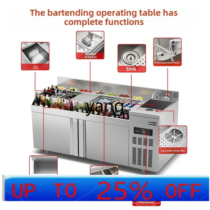 

Lhh bartending workbench freezer milk tea shop water bar equipment full set