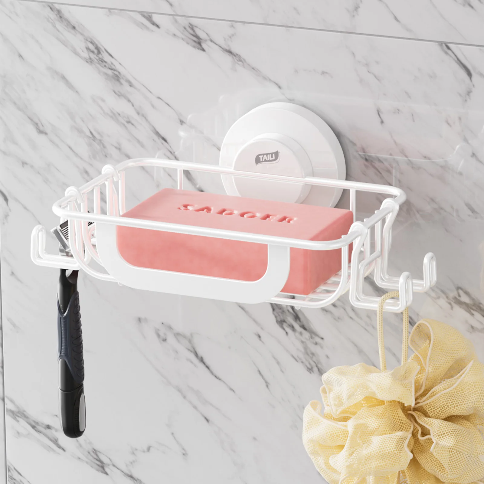 

TAILI Bathroom Soap Holder Free-Punching Wall Mounted Soap Sponge Holder Organizer Drainage Soap Dish Bathroom Accessories