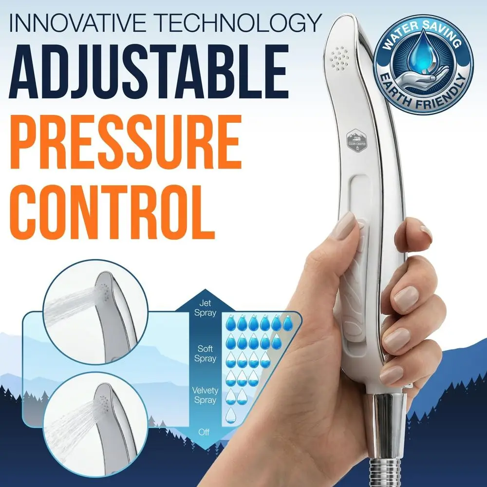 Clean Camper RV Handheld Bidet Sprayer – Stay-Seated Design RV Toilet Sprayer, Engineered for All RV Toilets, Backflow Preventer