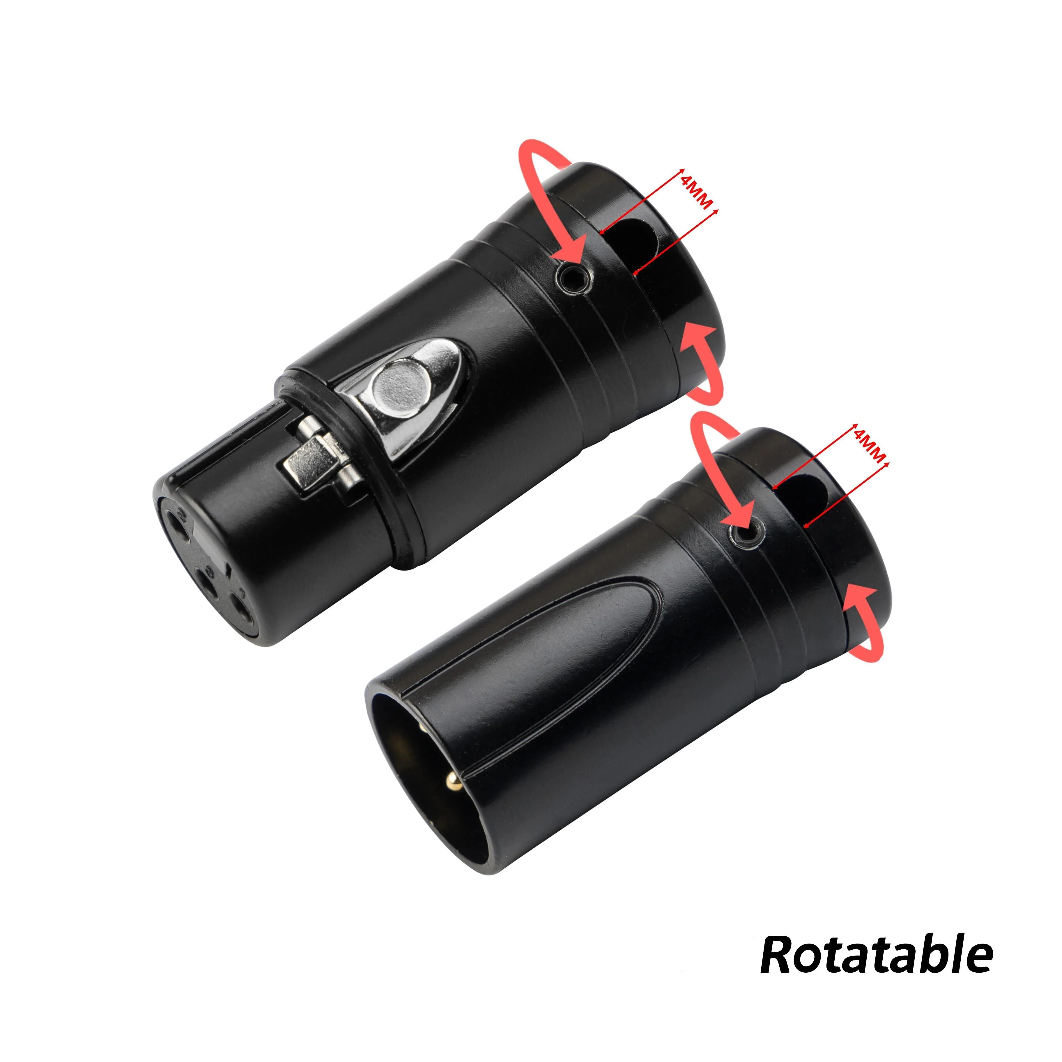 Low Profile Audio Recording Studio Mixer Board Gold 3 Pin Right Angle 90 Degree Rotatable XLR Connector Plug Adapter Cable