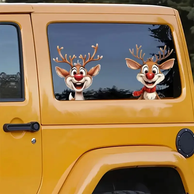 4 ピース/シートクリスマストナカイステッカー防水窓ガラス用自己粘着ビニールデカール DIY ホームデコレーションユニバーサル