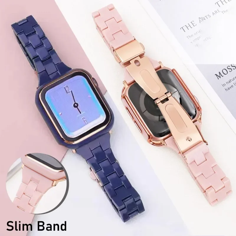 Slim Resin strap for apple watch 10 46mm Ultra 2 49mm 40mm 42mm 44mm band women bracelet iwatch series 4 5 se 6 7 8 9 45mm 41mm