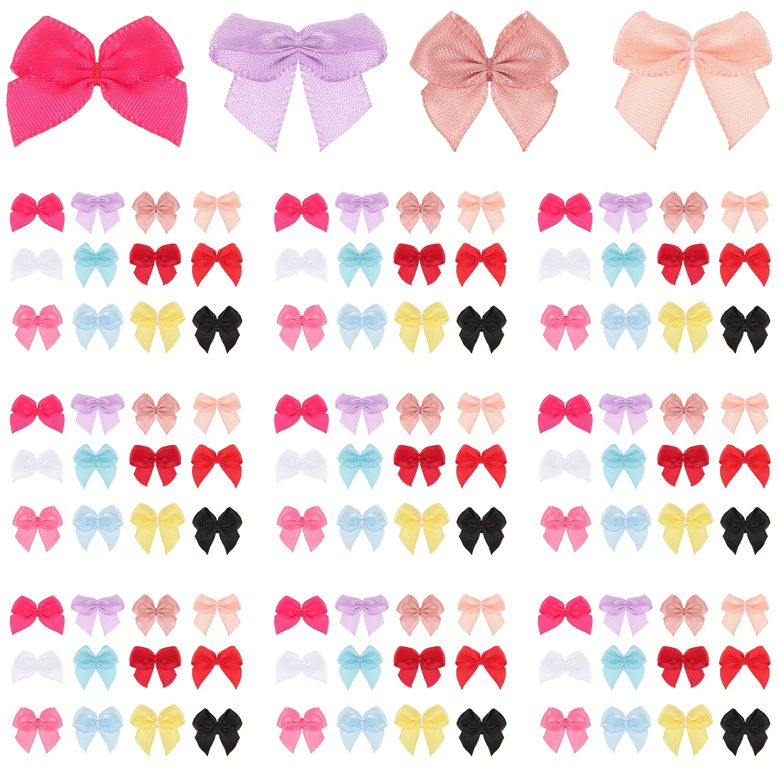 250 قطعة شريط من الساتان الصغير Bowknots البوليستر الانحناء DIY بها بنفسك الاكسسوارات الحرفية الأقواس الصغيرة لخياطة الملابس الديكور