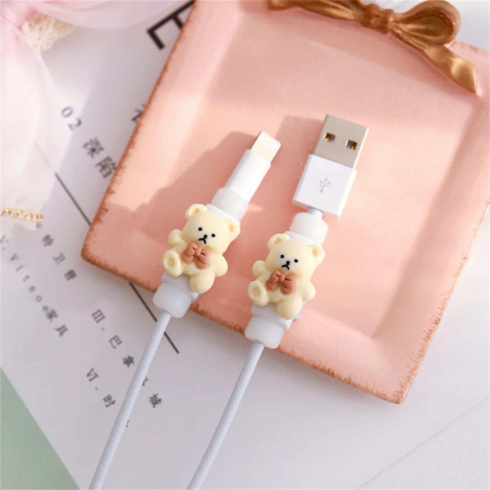 Cute cartoon data cable protective cover mobile phone charging cable anti-break protector earphone cable protective shell