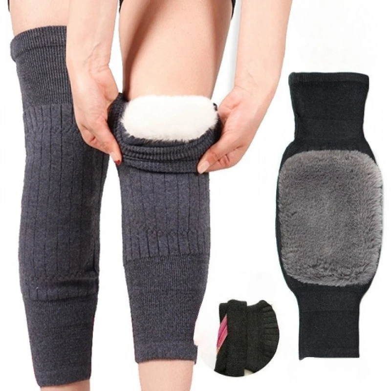 1 Pair Rabbit Fur Knee Pads for Women Winter Warm Men Old People Cold Leg Arthritis Kneepad Knee Support Run Knee Protector