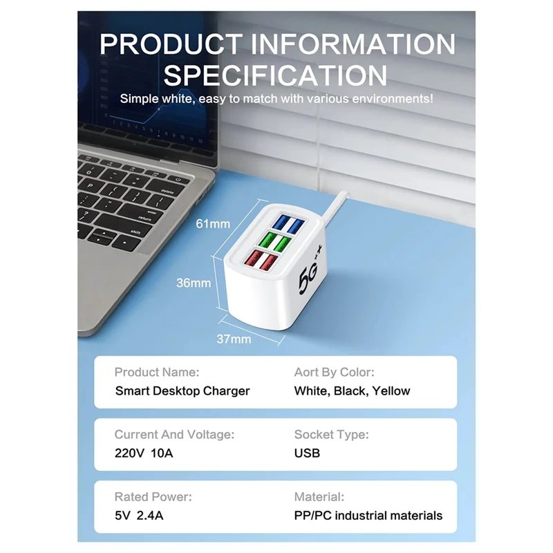 ABGN-cargador de teléfono con tira de alimentación USB, cargador de pared multipuerto para iPhone, Xiaomi, enchufe, divisor de concentrador, enchufe europeo