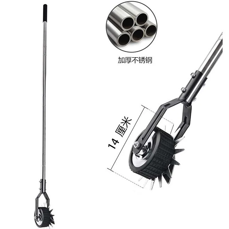 Wheeled rotary lawn edger, removable manual edger, weed tool