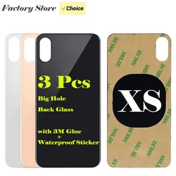 3PCS【QIYI】 Back Glass for iPhone XS A2097 A1920 A2100 A2098 Back Glass Replacement Back Glass Rear Battery Cover iPhone Housing