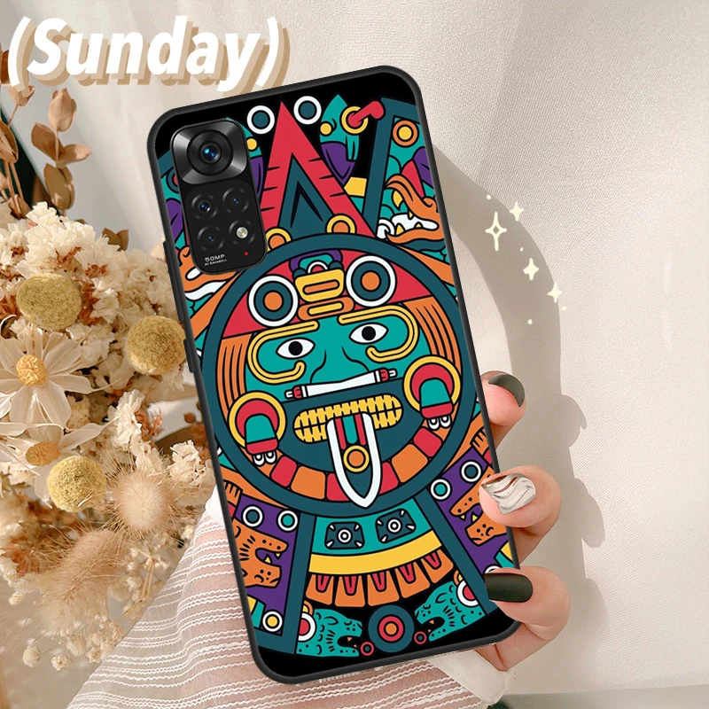 Aztec Calendar Mayan Native Stone Case For Redmi Note 11 10 8 9 12 Pro Plus Note 12S 11S 10S 9S Cover For Redmi 12C 9C 10C 10A