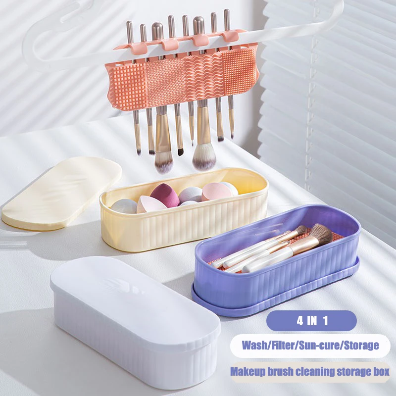

Multi Functional Makeup Brush Beauty Egg Cleaning Drying and Storage Tool Beauty Brush Cleaner Storage Box Drying Bracket