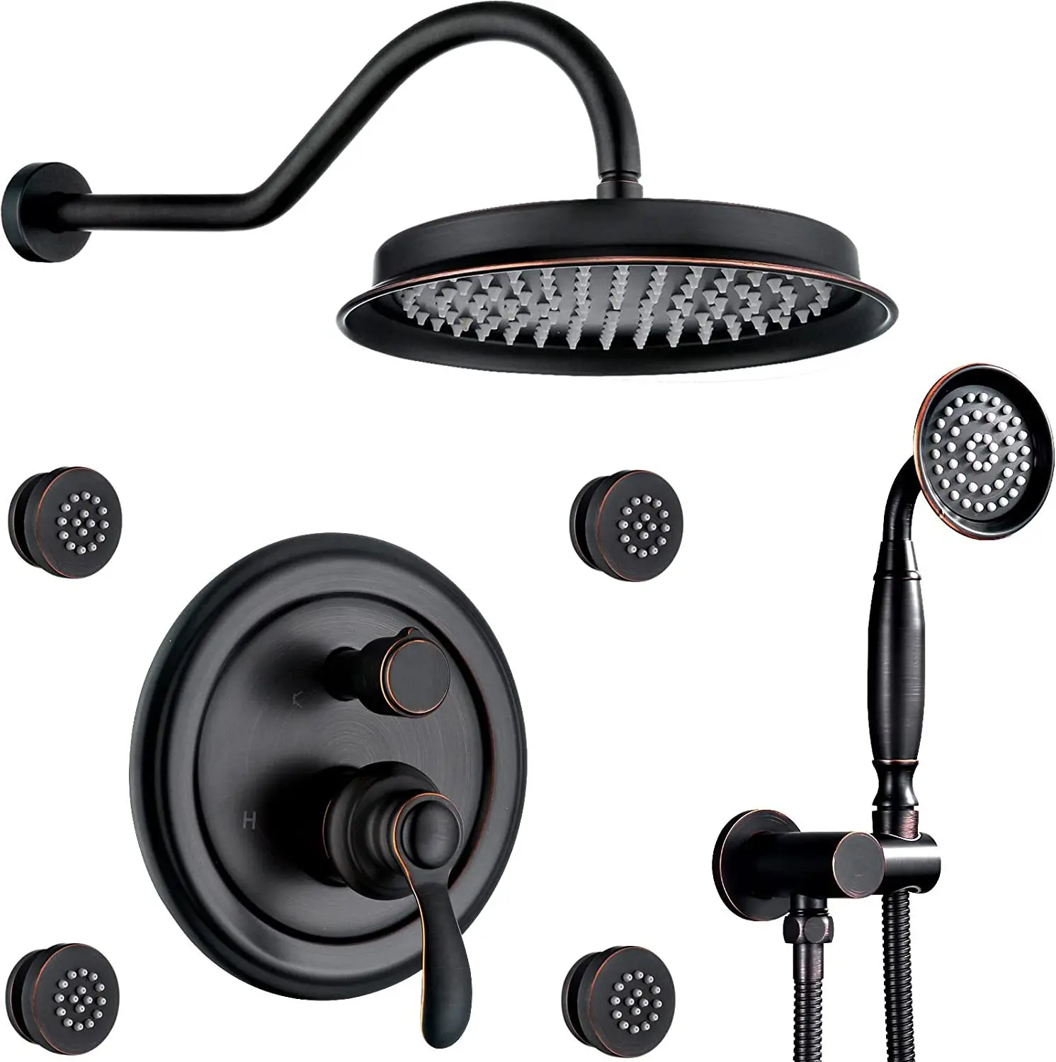 High Quality Brass classical Bathroom shower faucet set 9 inch shower head Combined system Wall Mounted Hot Cold shower set