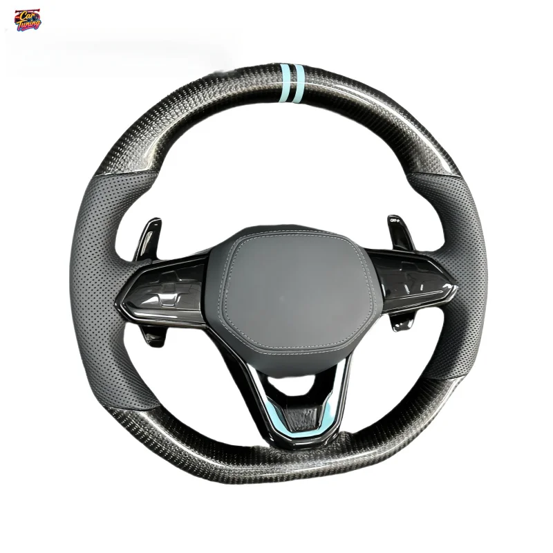 For Volkswagen Golf 8 MK8 CC GTI Passat Flat Bottomed Sport Carbon Fiber Steering Wheel Customized Modification Without Airbag
