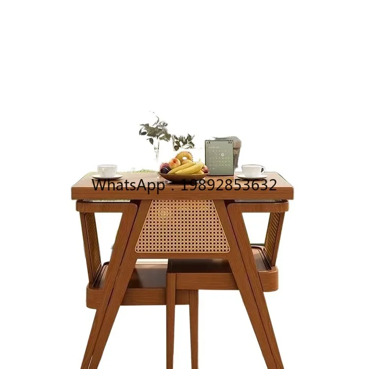 LYY Balcony Small Table and Chair Three-Piece Set Solid Wood One Table Two Chairs Creative Leisure Tea Table and Chair