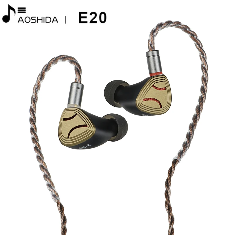 Aoshida E20 HiFi Earphone 10mm Beryllium Coated Dynamic Driver 8mm DLC Diaphragm In-ear Audio Earset