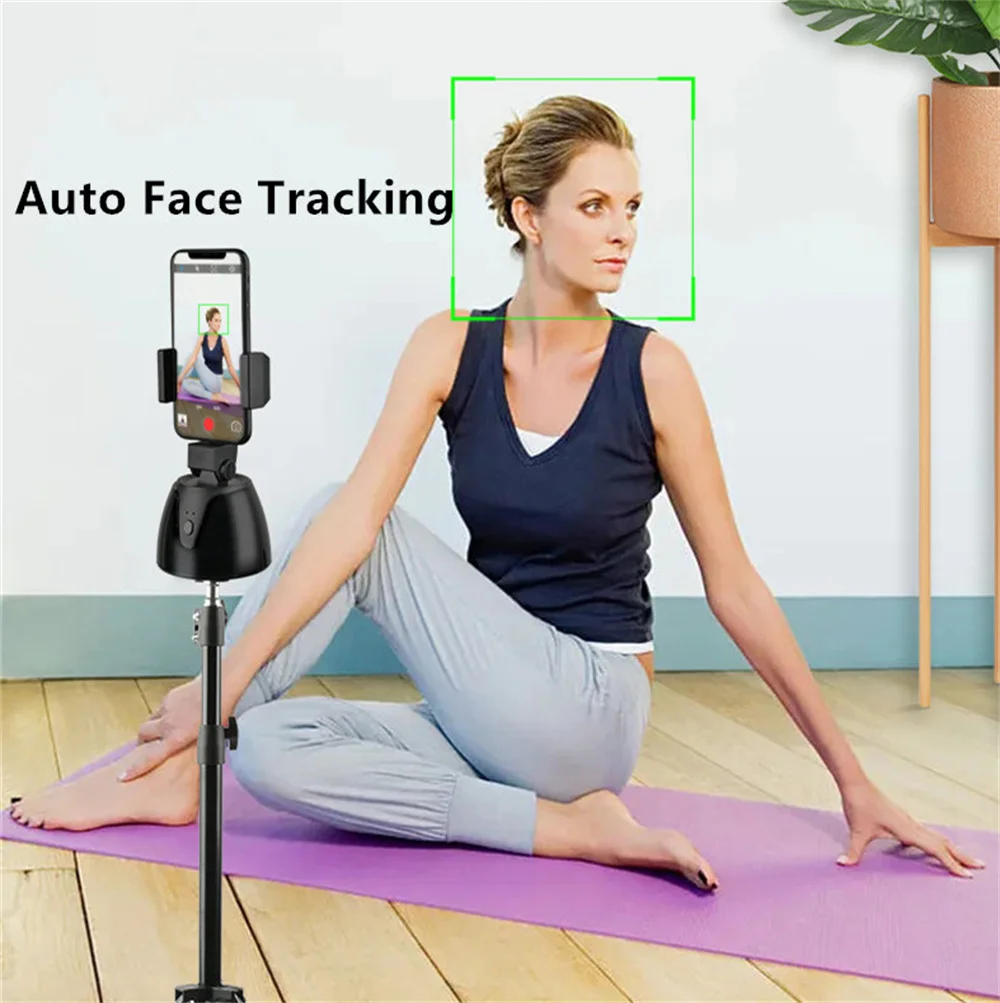 Estabilizador gimbal para câmera de rastreamento facial automático, suporte de tiro inteligente, tripé de rotação 360, bastão de selfie para gravação de vídeo vlog ao vivo