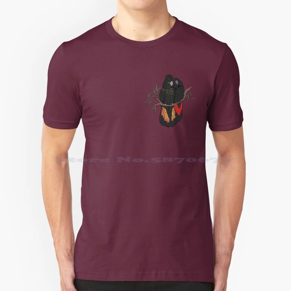 Red Tailed Black Cockatoos T Shirt 100% Cotton Tee Red Tailed Black Cockatoos Female Red Tailed Black Cockatoo Australian Birds