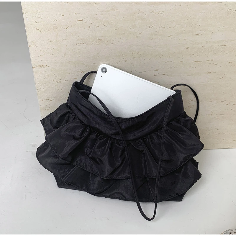Kuchenrock-Stil Gerüschte Damen-Schultertasche, Koreanische Plissierte Umhängetasche, Leichte Süße Elegante Handtasche – Detail 20