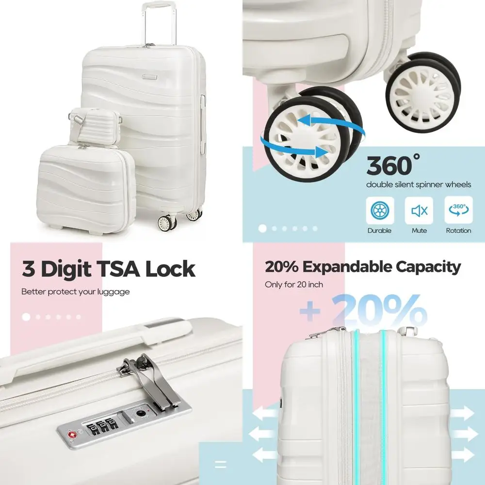 

expandable hard shell spinner luggage set with tsa locks, 22-inch carry-on suitcase