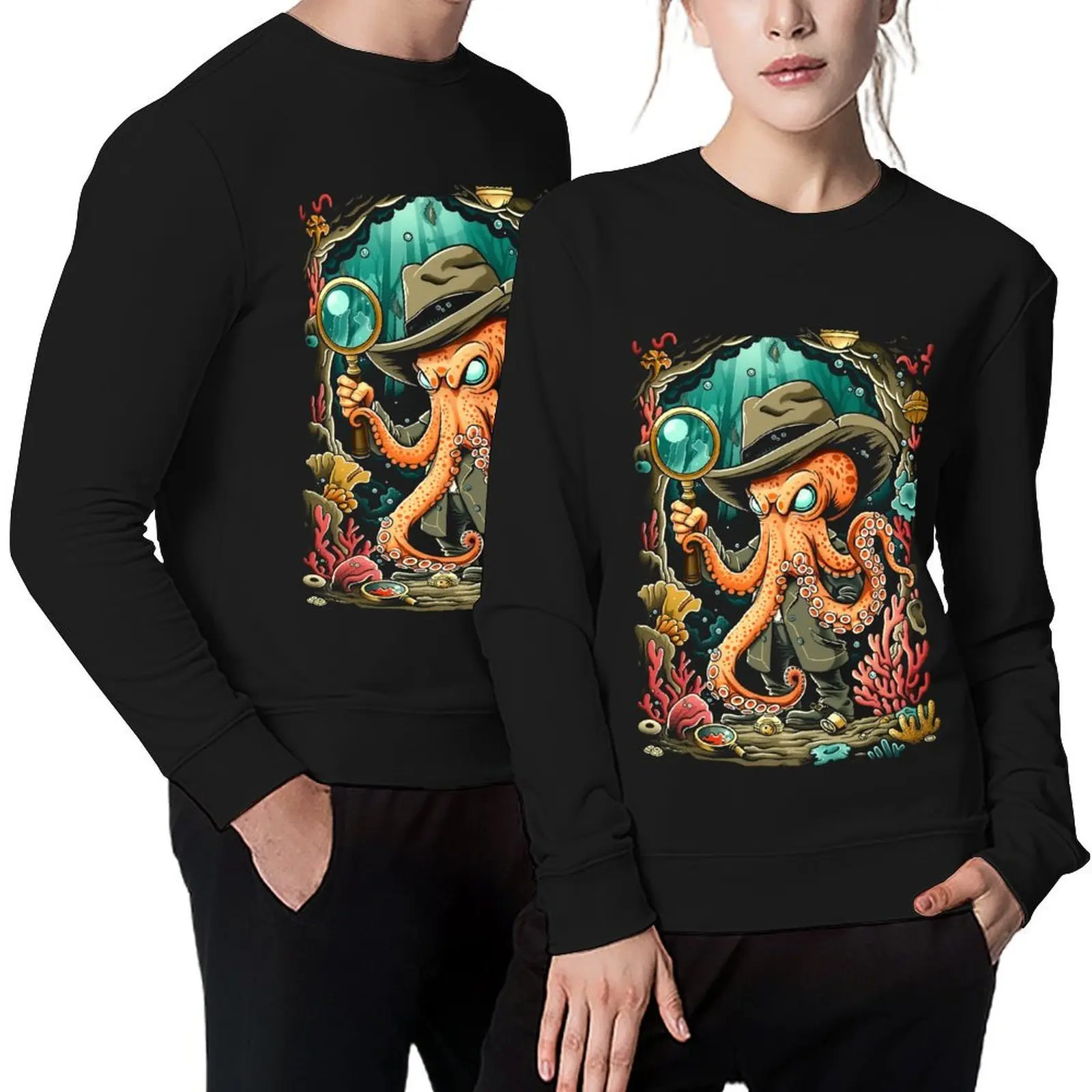 Octo-Sleuth Pullover korean clothes autumn anime clothing graphic t shirts men new in sweatshirts