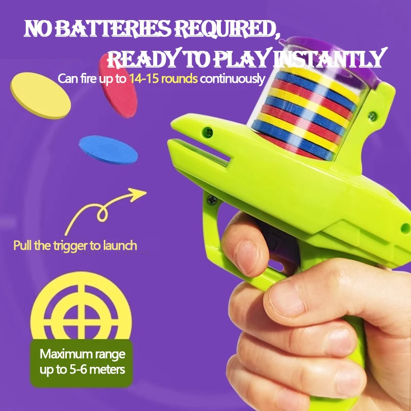 Pistolet à soucoupe volante classique EVA, doux et rebondissant, fonction de lancement sûre, jouet pour jouer en plein air Parent-enfant, jouet anti-Stress
