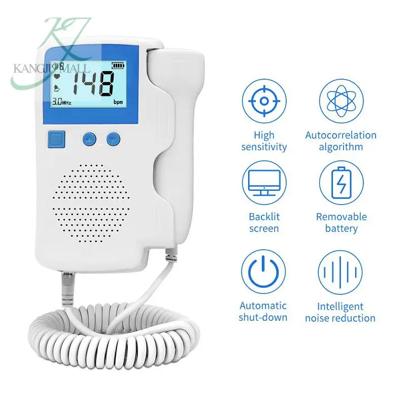 3.0mhz ultrassom fetal doppler monitor de freqüência cardíaca para casa sonar gravidez bebê som b medidor, sem radiação