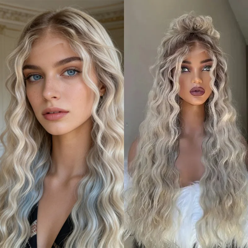 

Синтетический парик омбре с эффектом платинового блонда, с HD-кружевом спереди, термостойкий, для женщин, готовый к носке, с предварительно вычесанной линией роста волос, мягкий, длинный, с эффектом водной волны
