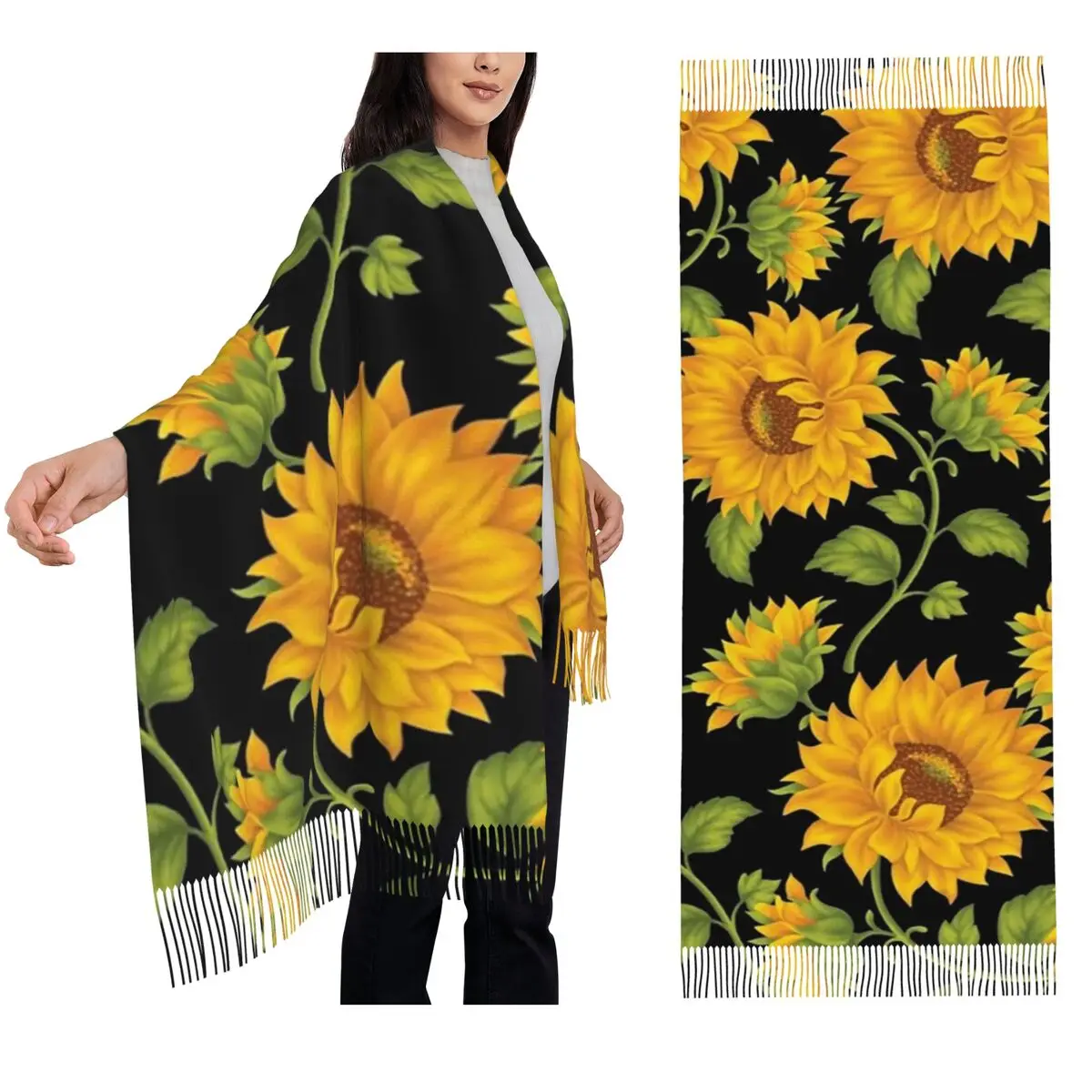 

Sunflower Scarf Tassel Scarves for Women Soft Warm Shawls and Wraps Large Fall Winter Shawl Wrap