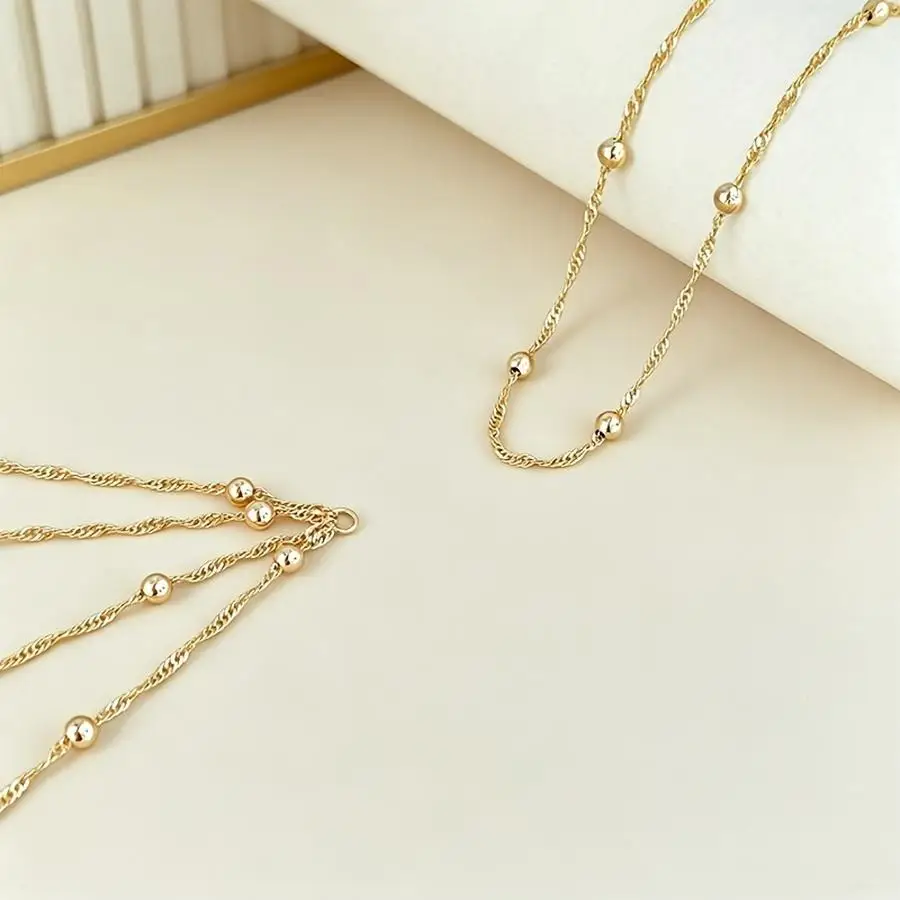 1/5/10/20/50/100pcs Western Ins Style Large Bead Twisted Chain Body Chain, Sexy Chest Waist Connected Chain, Vacation Bikini Acc