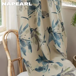 NAPEARL Green Tree Leaves Printed Floral Curtain Pull Pleat Tap Window Shading Living Room Home Blinds Drapes 1PC