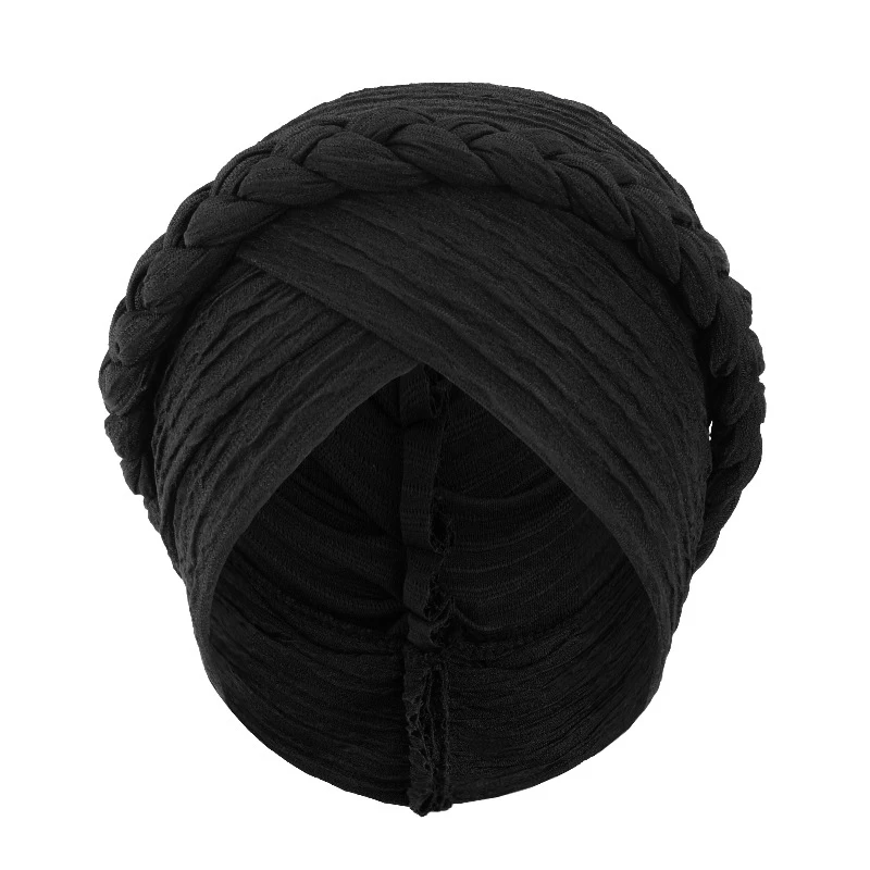 Nuovo Cappello Indiano Cofano Pieghettato Intrecciato Foulard Della Boemia Etnico Donne Chemio Cap Musulmano Hijab Perdita di Capelli Testa Avvolgente Turbante Mujer
