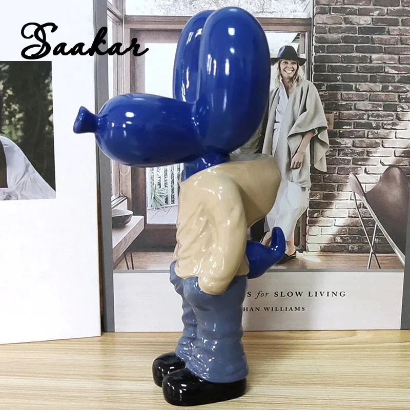 Resin Balloon Dog Pocket Figurine, Street Art Style Desktop Ornament for Home Office Decor, Modern Cute Collectible Gift