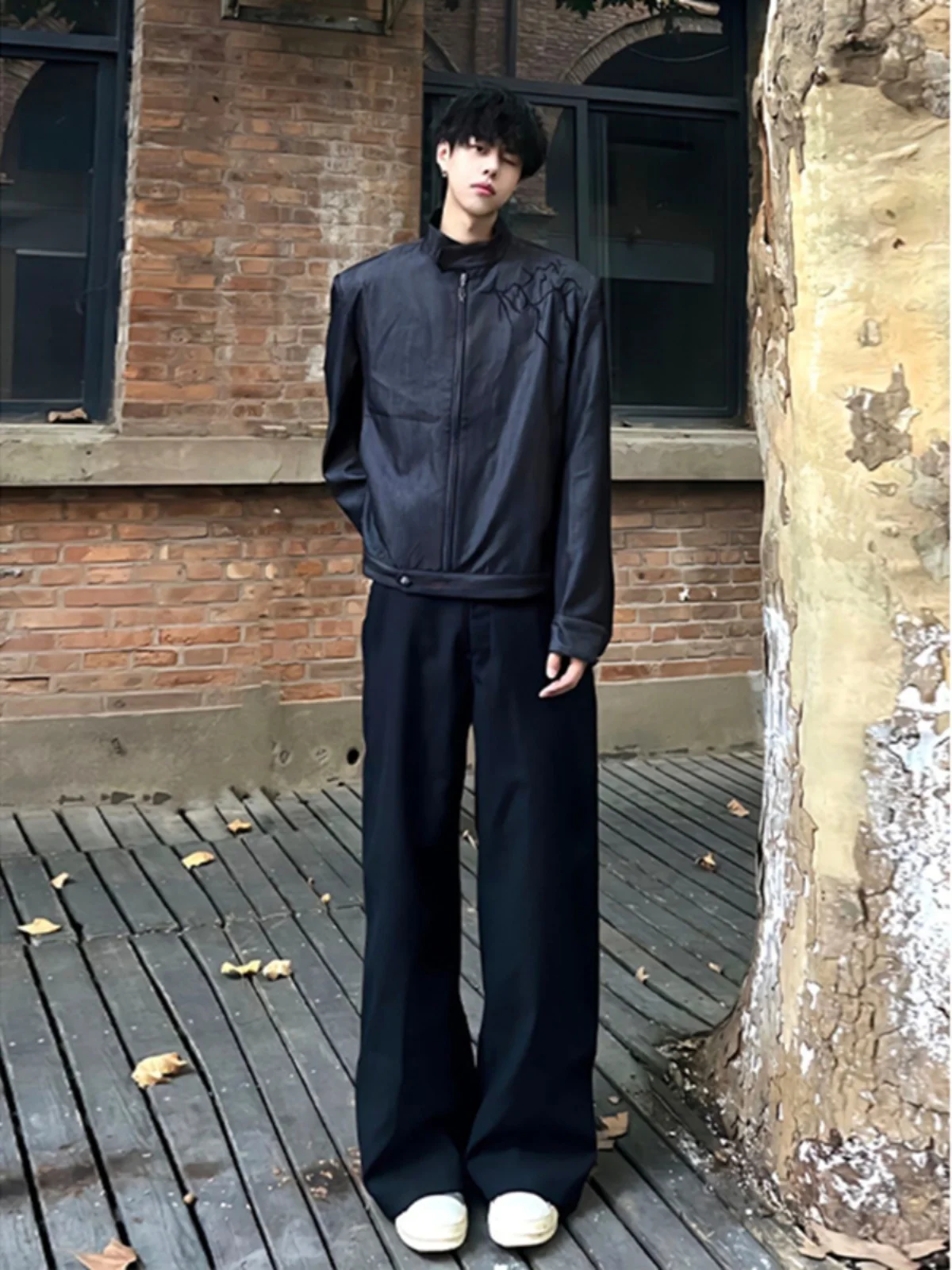 

Bla Cleanfit Flared Wide Leg Straight Cut Casual Trousers Men's Autumn Winter Drapey Feel Comfortable Faionable Pants