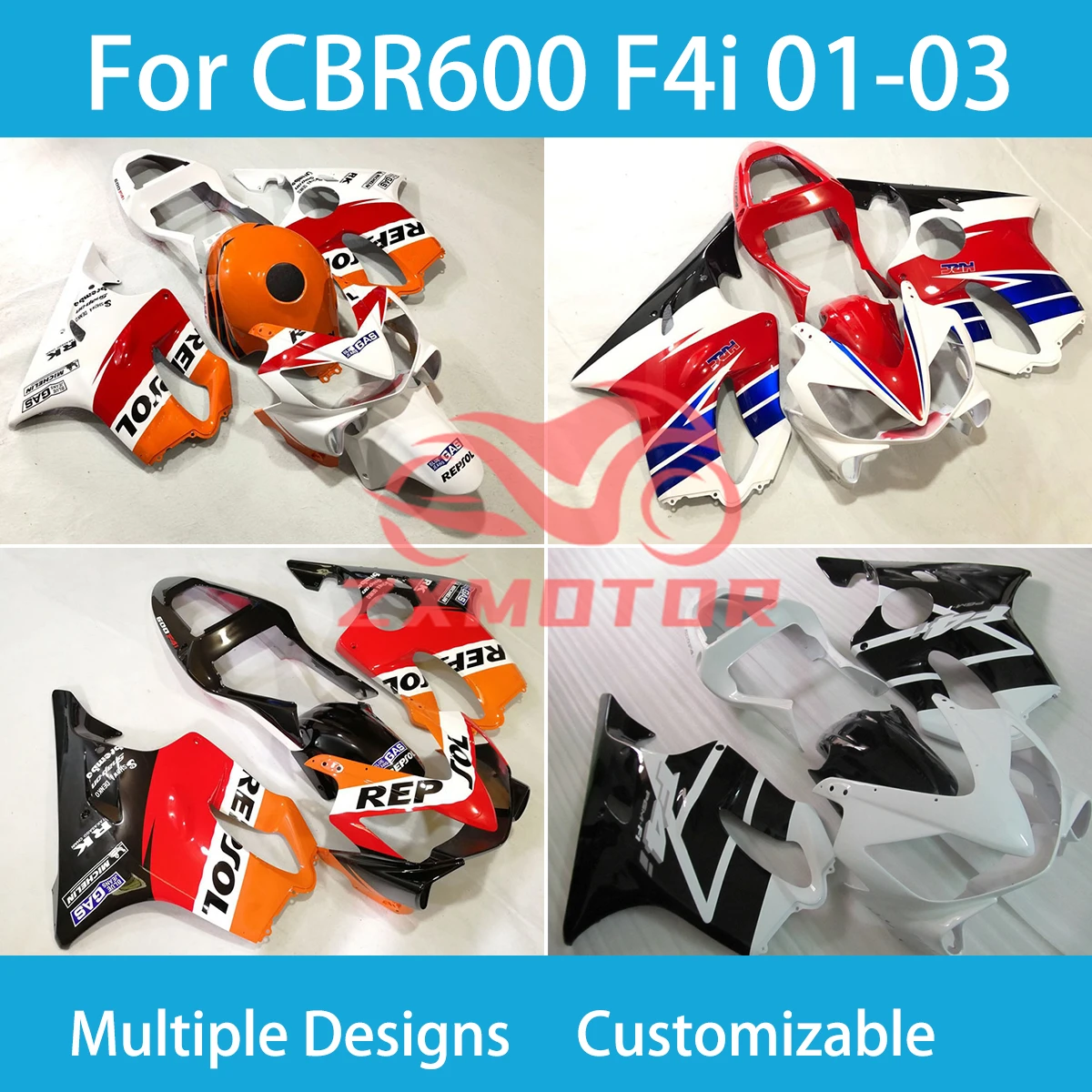 CBR600 F4i 01 02 03 Dirt Bike Fairng Kit for Honda CBR600F4i 2001 2002 2003 Rebuil Injection Motorcycle Fairings