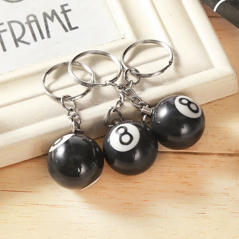 25mm Black No 8 Billiard Keychain Mini Ball Pendant Key Ring Resin Keyring Bar Table Decoration Jewelry Game Souvenir Gift