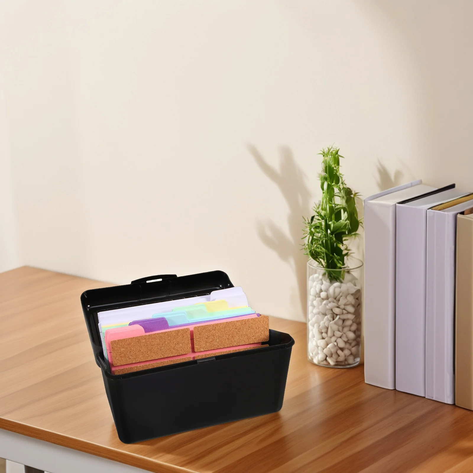 

1Set Index Card Holders Case Black Card Organizer Box with Divider Colorful Tab Index Cards Lined Paper for Office Home School