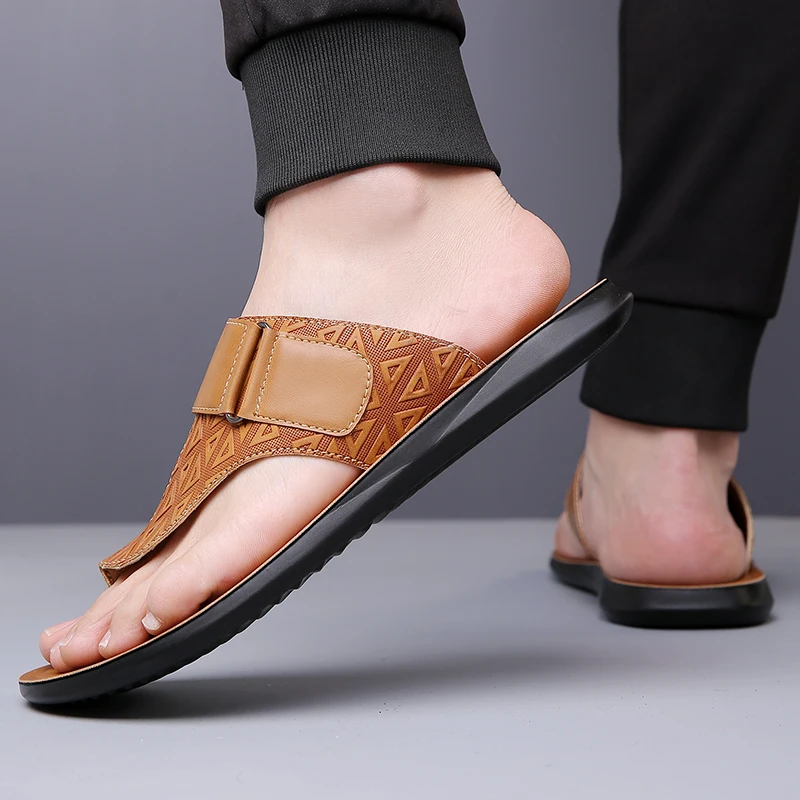 Herren Sommer-Sandalen Atmungsaktive Modische Einfache Zehenfreie Weiche Flache Strandschuhe Bequeme Klassische Pantoffeln-2502 – Detail 10